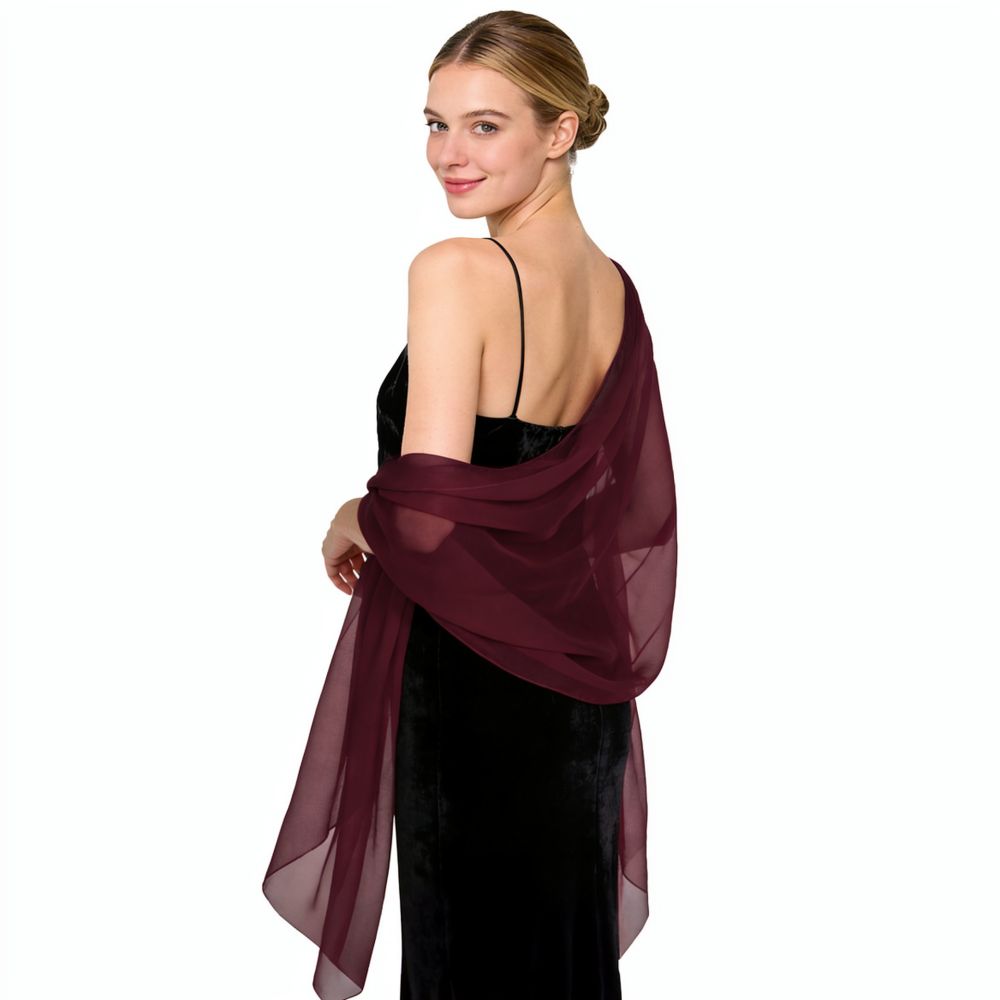 Stole Wedding Shawl - 上品なシフォン素材のスカーフ。イブニングパーティー、ウェディングドレス、ブライズメイド用のショールとして。柔らかく、軽量で通気性に優れた、おしゃれなケープ。