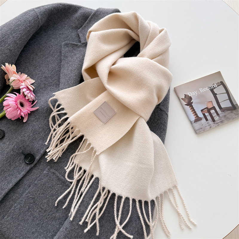 Pashmina Wrap Large - カシミヤ風のスカーフ、フリンジ付き、厚手で暖かい、リバーシブル、無地の冬用スカーフ、パシュミナ、秋用の大きなブランケットとしても使える。
