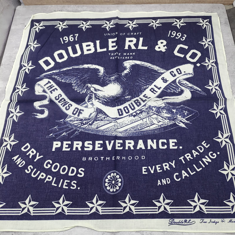 Bandana Cotton - 純綿製大型スクエアスカーフ、ヒップホップヘッドバンド、ストリートダンスネックウォーマー、ワードデザイン入りイーグル、アプリコットエッジ、隠しボトム