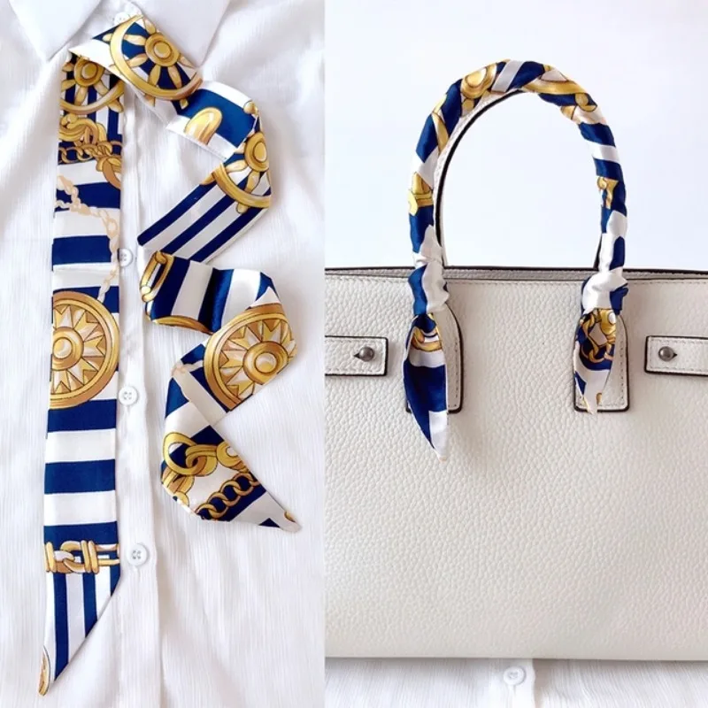 細いロングヘアストリップ女性用シルクバッグハンドルリボンスカ - Silk Neck Scarf のレビューと価格