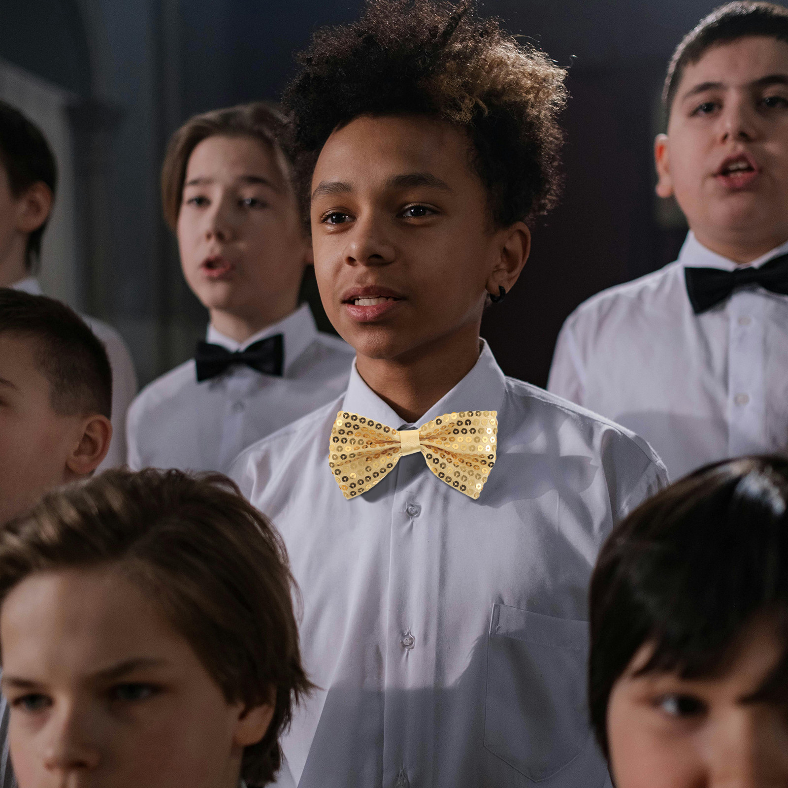 子供用スパンコールリボンタイ5個セット。結び目が付いており、 - Bow Tie Pre Tied のレビューと価格