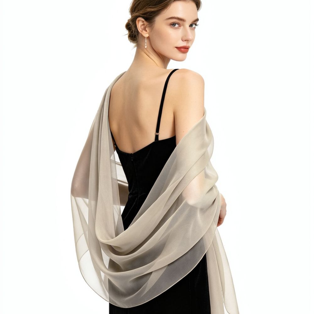 上品なシフォン素材のスカーフ。イブニングパーティー、ウェディ - Stole Wedding Shawl のレビューと価格