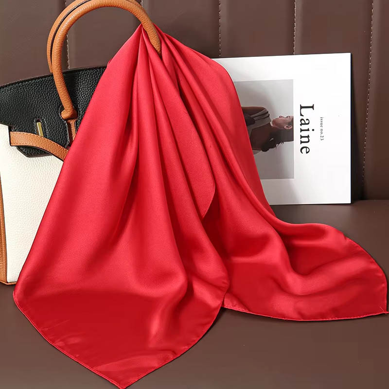 高級無地シルクスクエアスカーフ女性用ソフトサテン馬毛ヘアバン - Silk Neck Scarf のレビューと価格