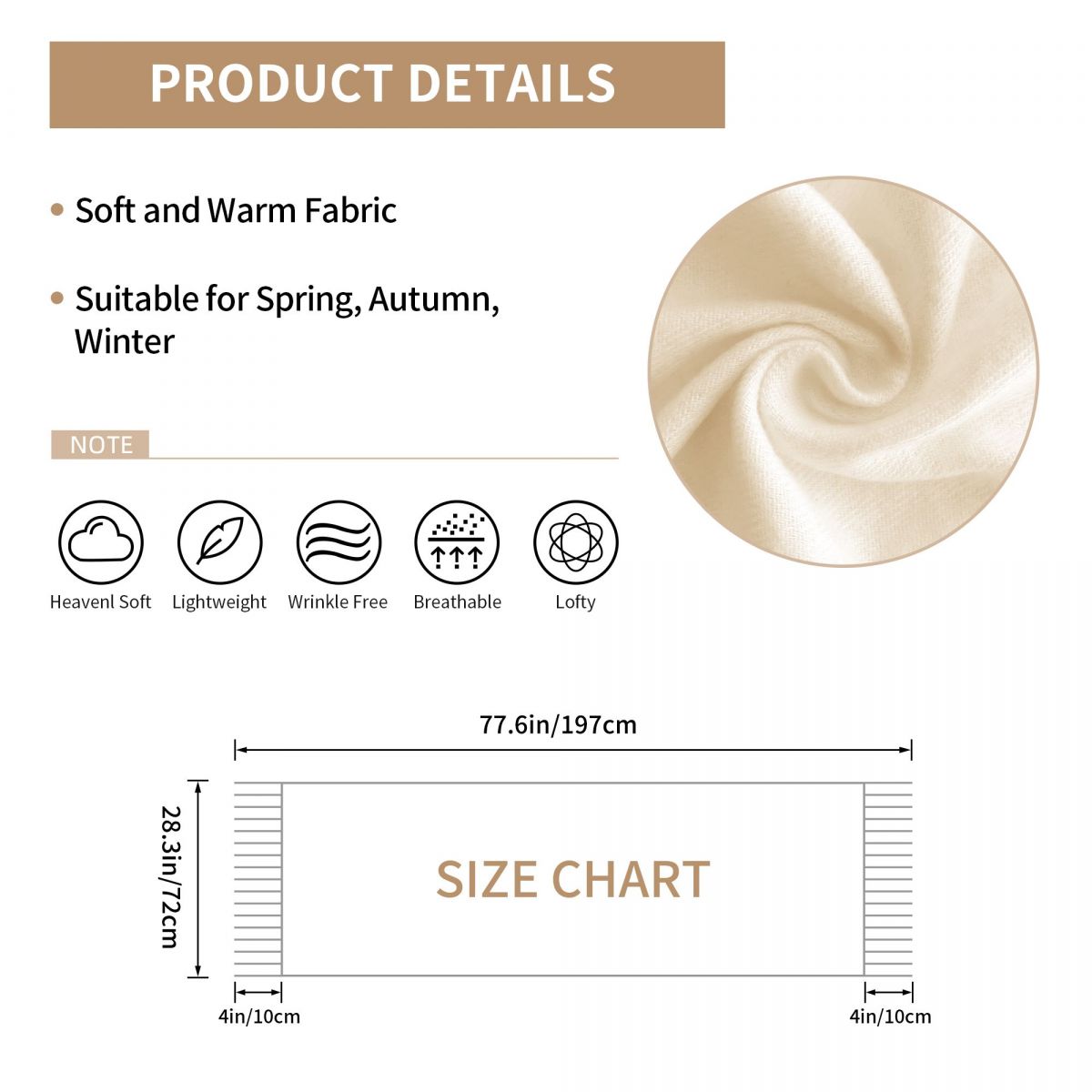女性用タッセル付きスヌーピー柄スカーフ、春らしい大判で柔らか - Pashmina Wrap Large のレビューと価格