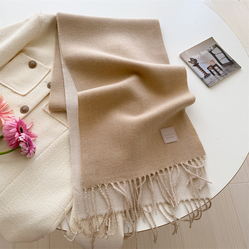 カシミヤ風のスカーフ、フリンジ付き、厚手で暖かい、リバーシブ - Pashmina Wrap Large のレビューと価格