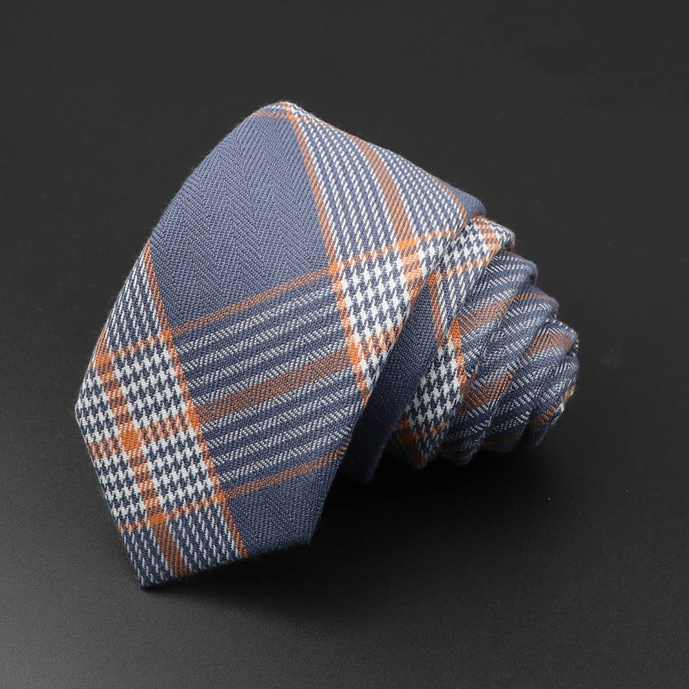 クラシックブラックグレーチェック柄コットンネクタイ 6 セン - Skinny Tie Men のレビューと価格