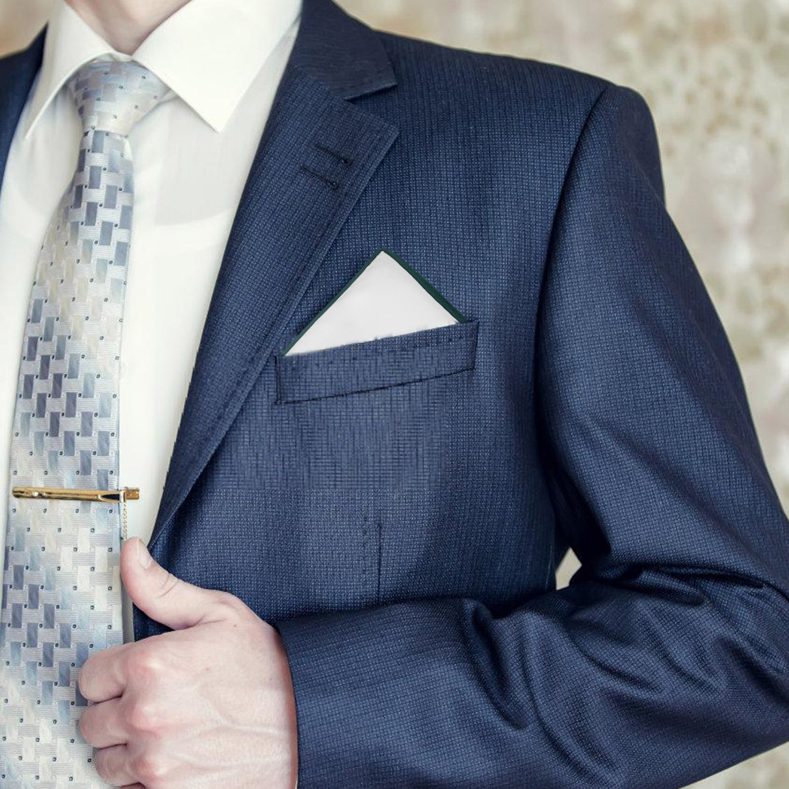 2枚セット、白、シンプルなコットン製ポケットチーフ、男性用、 - Handkerchief Cotton Men のレビューと価格