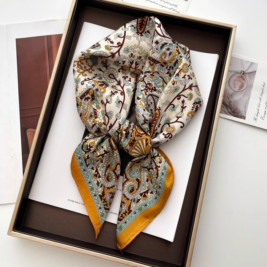 2025年シルクショールスクエアスカーフ、女性用プリントヘッ - Bandana Cotton のレビューと価格