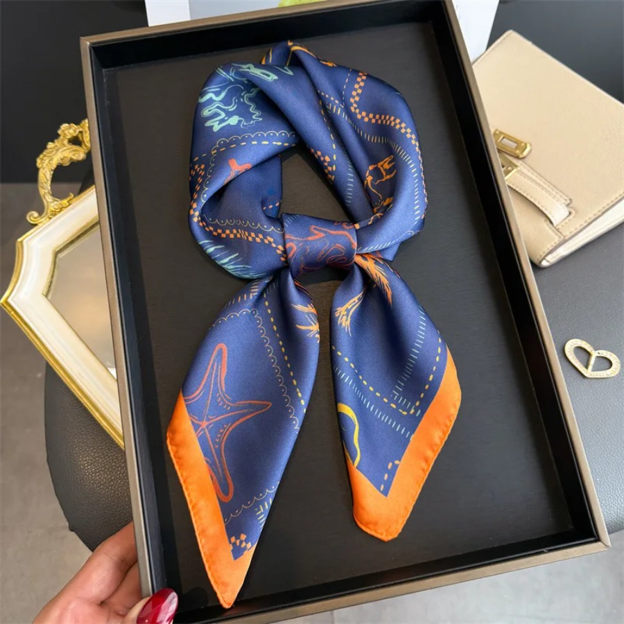 ブループリントシルクスクエアスカーフ女性高級ソフトサテンショ - Bandana Cotton のレビューと価格